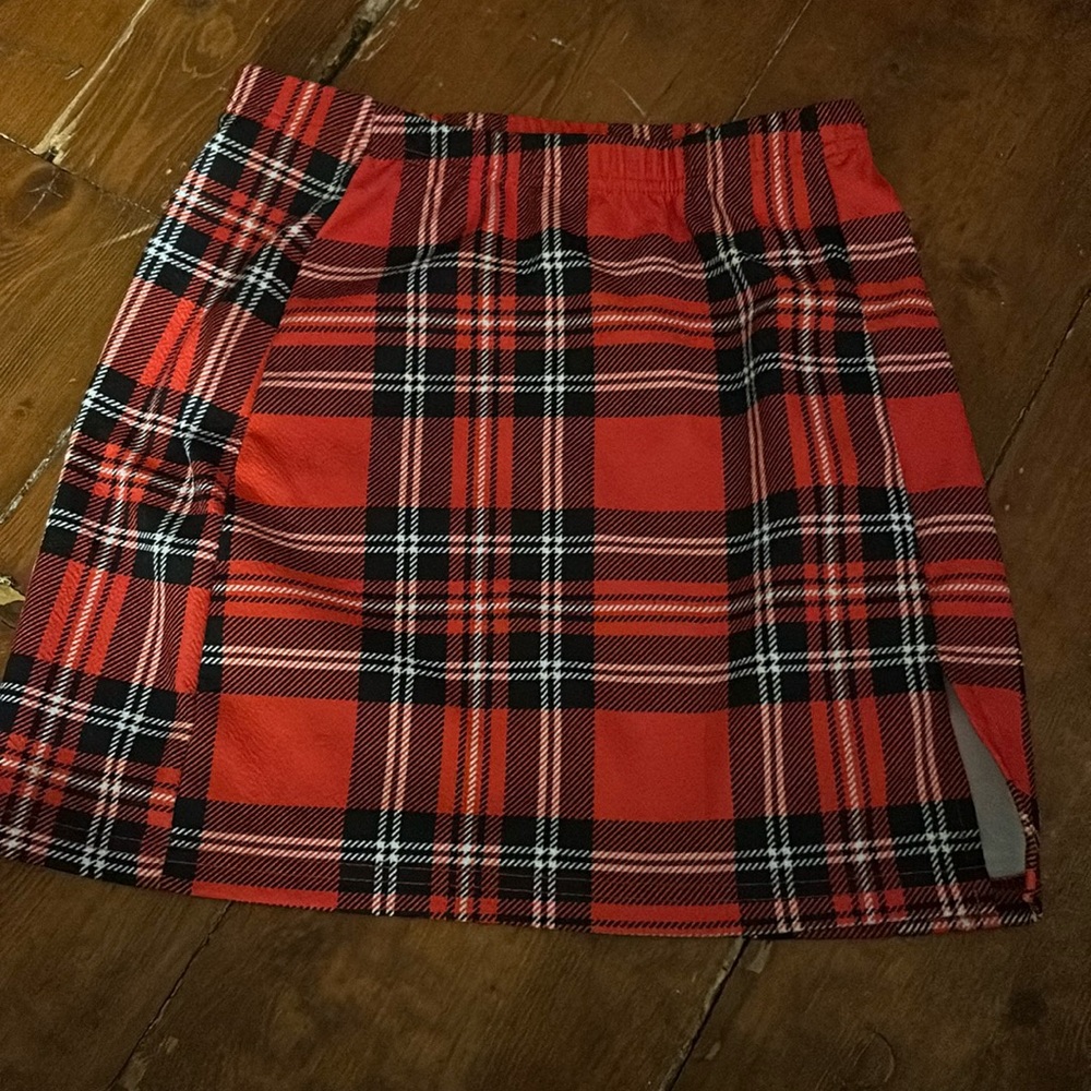 Plaid Print Mini Skirt,